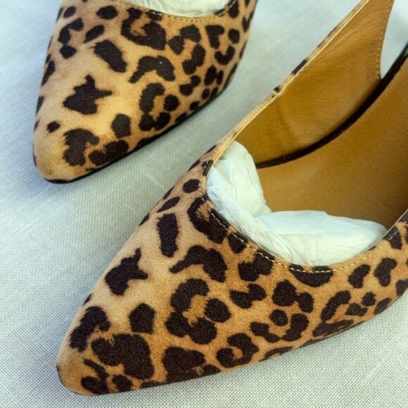 Leopard Print Pumps Sz 9 Kitten Heel Midnight Velvet Patent Brown NWOT No Box - Picture 4 of 8
